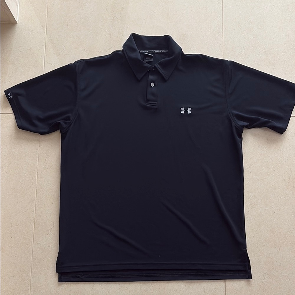 Under Armour Black Performance Polo Shirt size large. Excellent condition.
